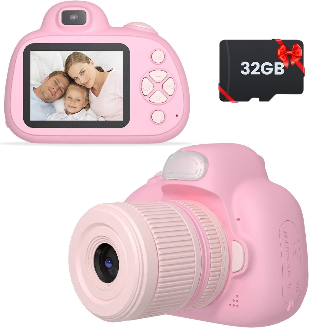 Kids Digital Camera 2.4 inch IPS Screen with Flash 32G SD Card Black T73050