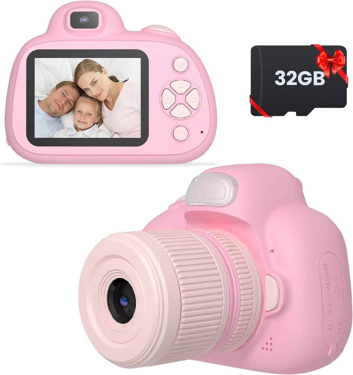 Kids Digital Camera 2.4 inch IPS Screen with Flash 32G SD Card Black T73050