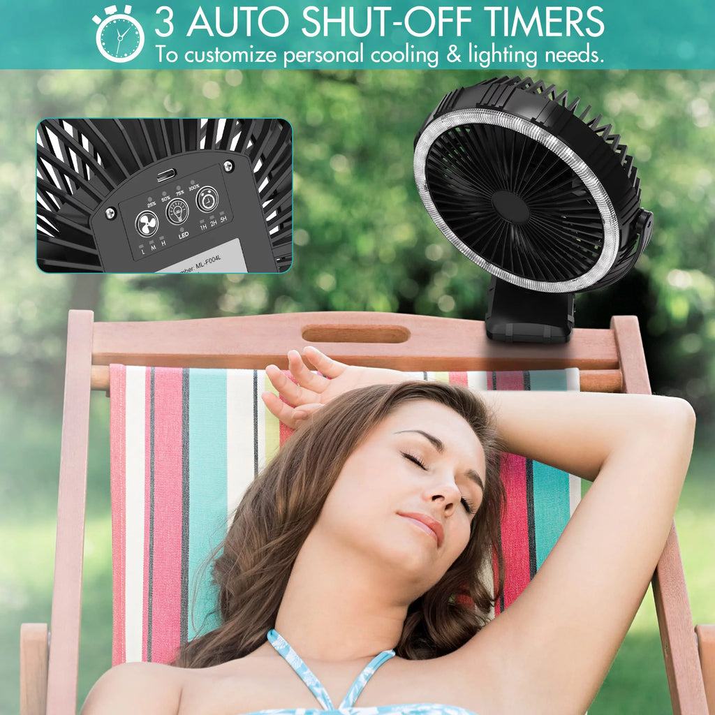 Rechargeable Clip-On Fan with LED Lights D364361