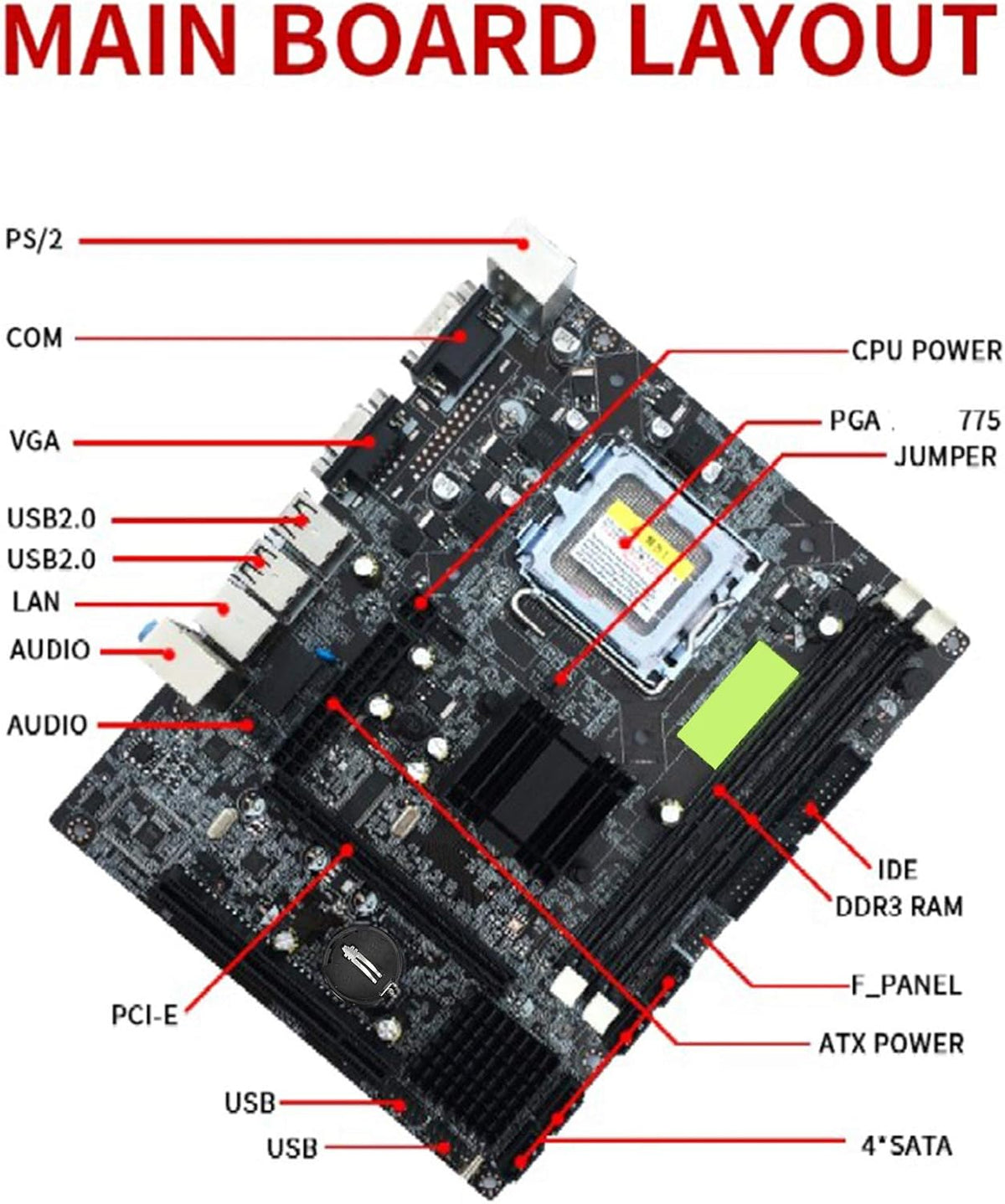 LGA 775 Motherboard, Integrated 6 Channels, DDR3 1066/1333MHz for G41 Chipset Desktop Computer E929