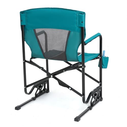 Portable Folding Rocking Camping Chair with Drink Holder, 250 lbs Capacity (Blue) L820124