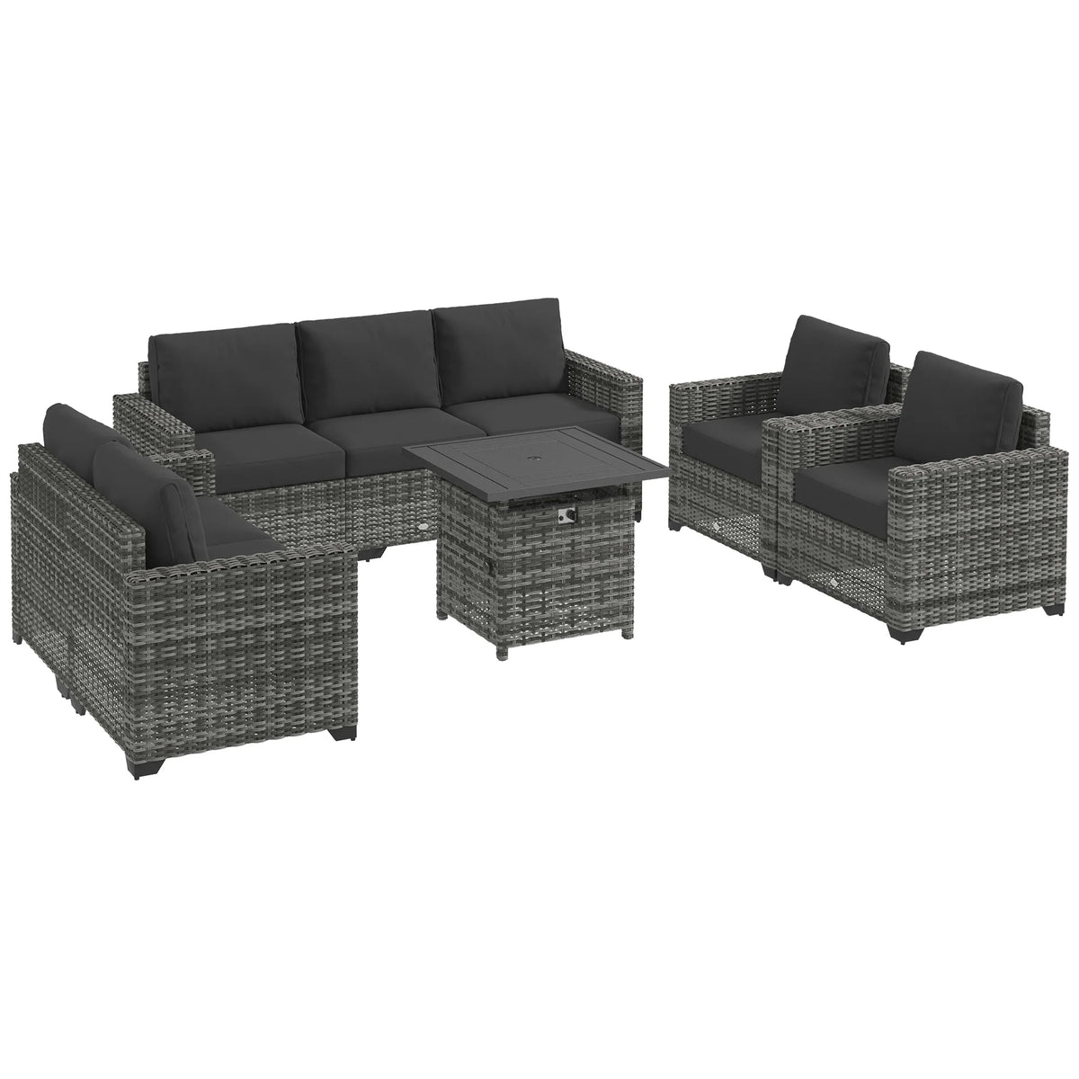Gray Patio Furniture Set with Fire Pit Table H9677