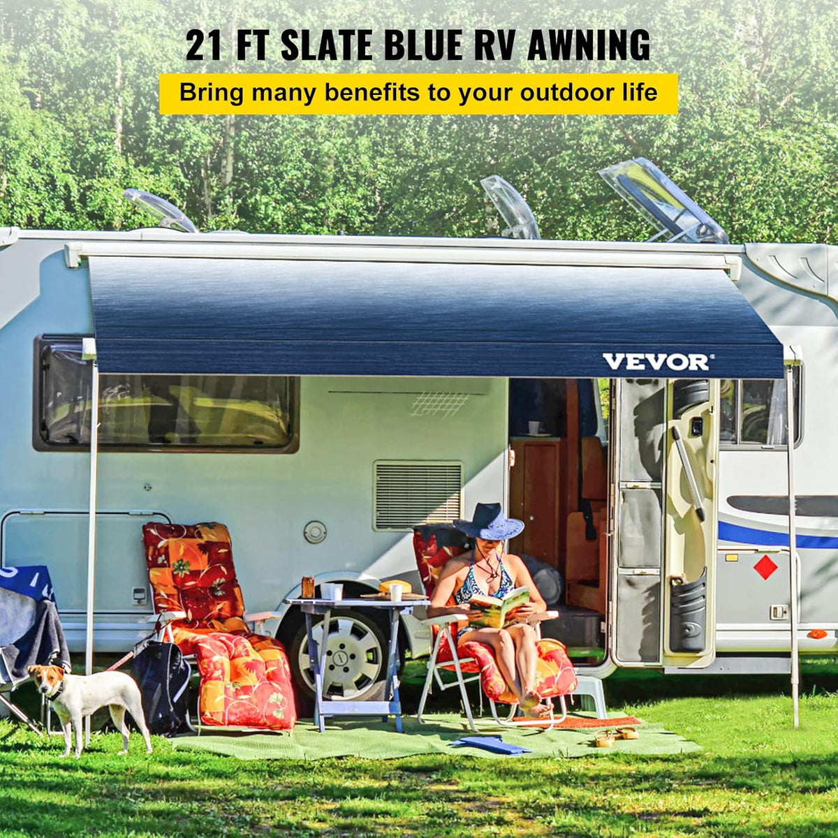 Slate Blue 15oz Vinyl RV Awning Replacement Fabric R4720