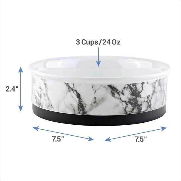 White Marble Pet Bowl Set of 2 Q756
