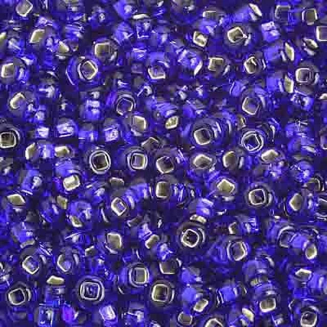 Czech Glass Seed Beads 8/0 Silver Lined Royal Blue D153310