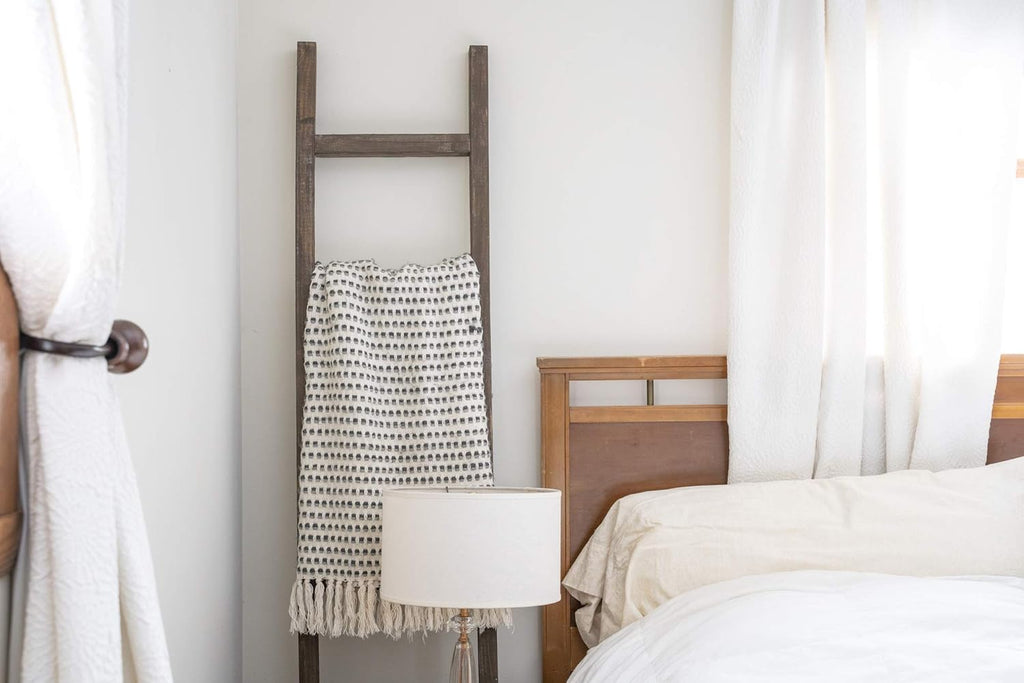 Rustic Farmhouse Decorative Ladder 4 ft Brown Recycled Wood V209882