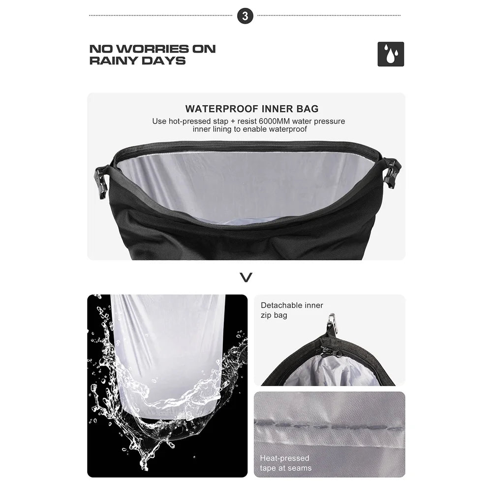 Polyester Motorcycle Side Saddle Bag 20L with Removable Waterproof Inner Bag X4019