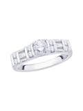 Round and Baguette Cut Diamond Engagement Ring in Sterling Silver U6568