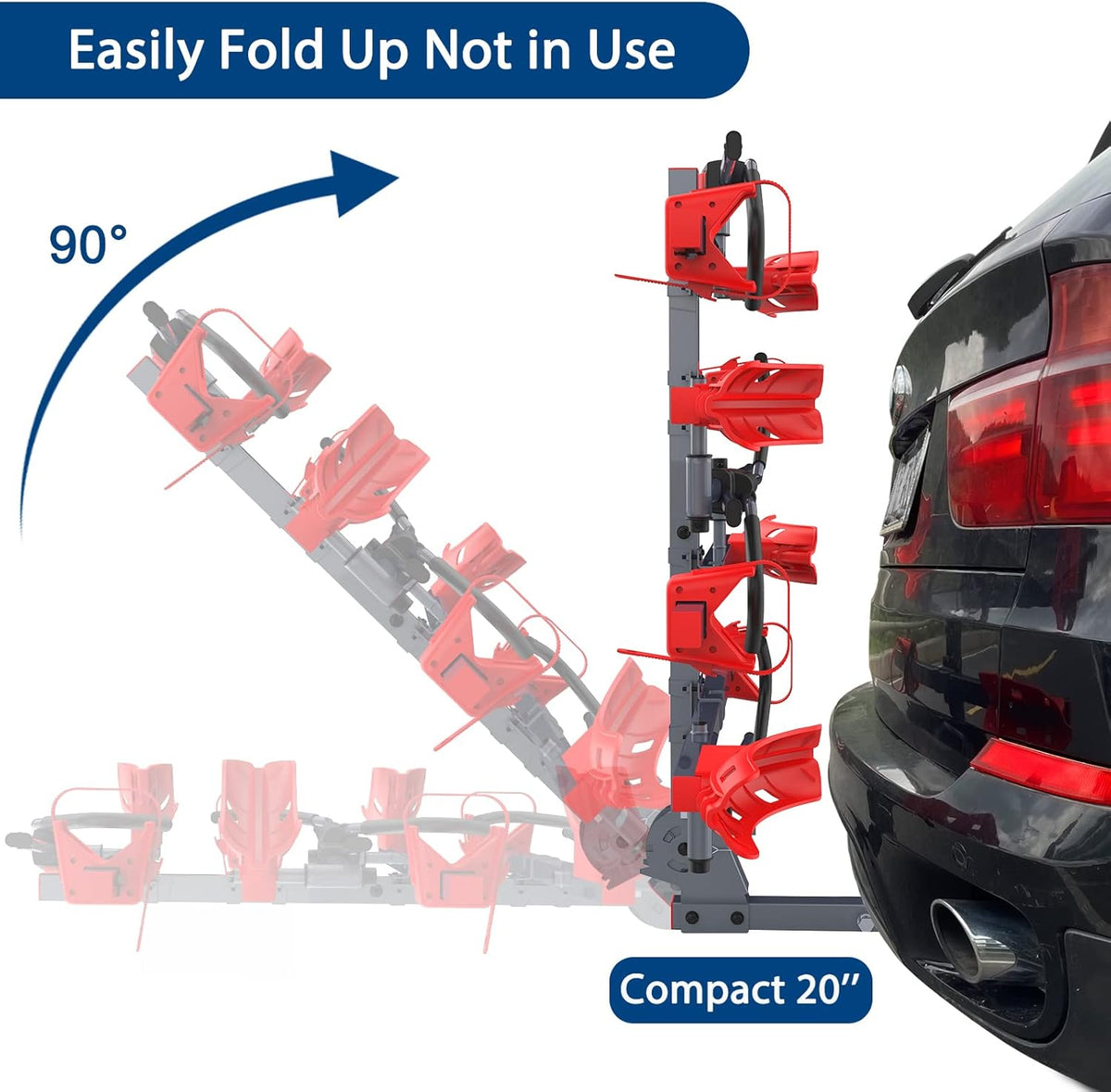 2'' Hitch Bike Rack 4 Pack, 4-Bike eBike Carrier, 132 lbs Capacity I84425