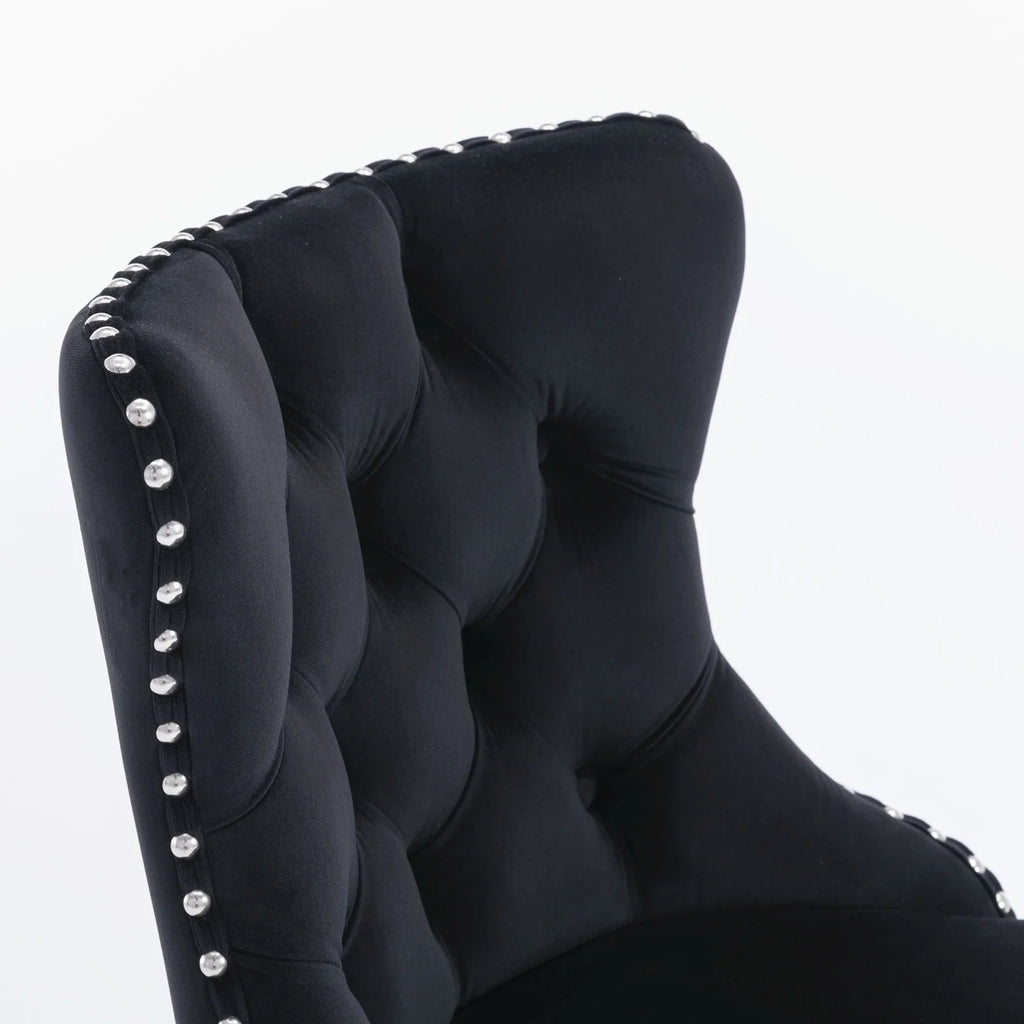 Swivel Velvet Barstools with Backs, Set of 2, Black K490269