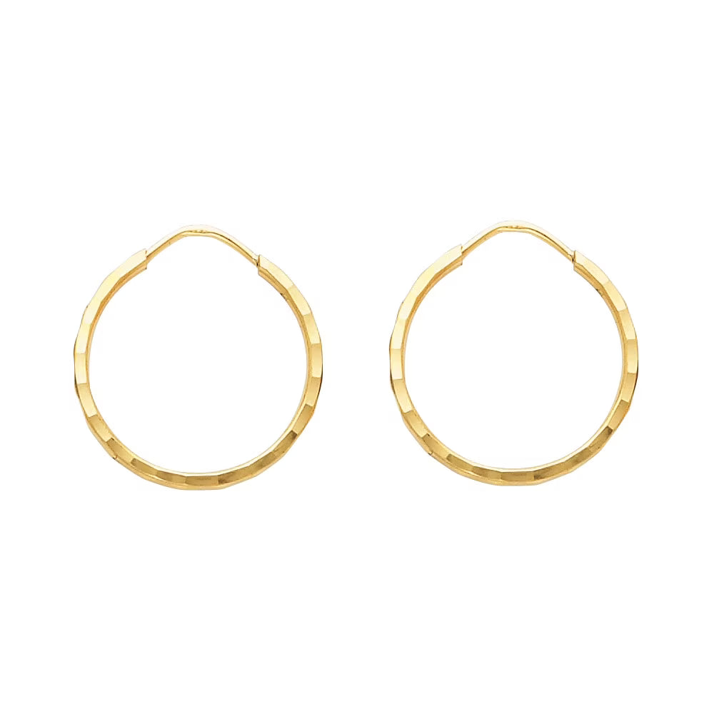 14k Yellow Gold Small Round Hoop Earrings I95439