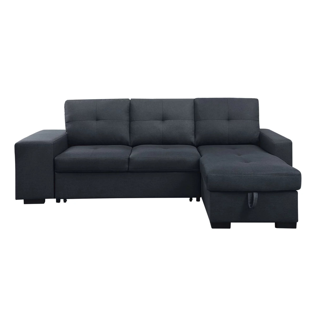 Dark Gray Fabric Sleeper Sectional Sofa with Storage Chaise R915