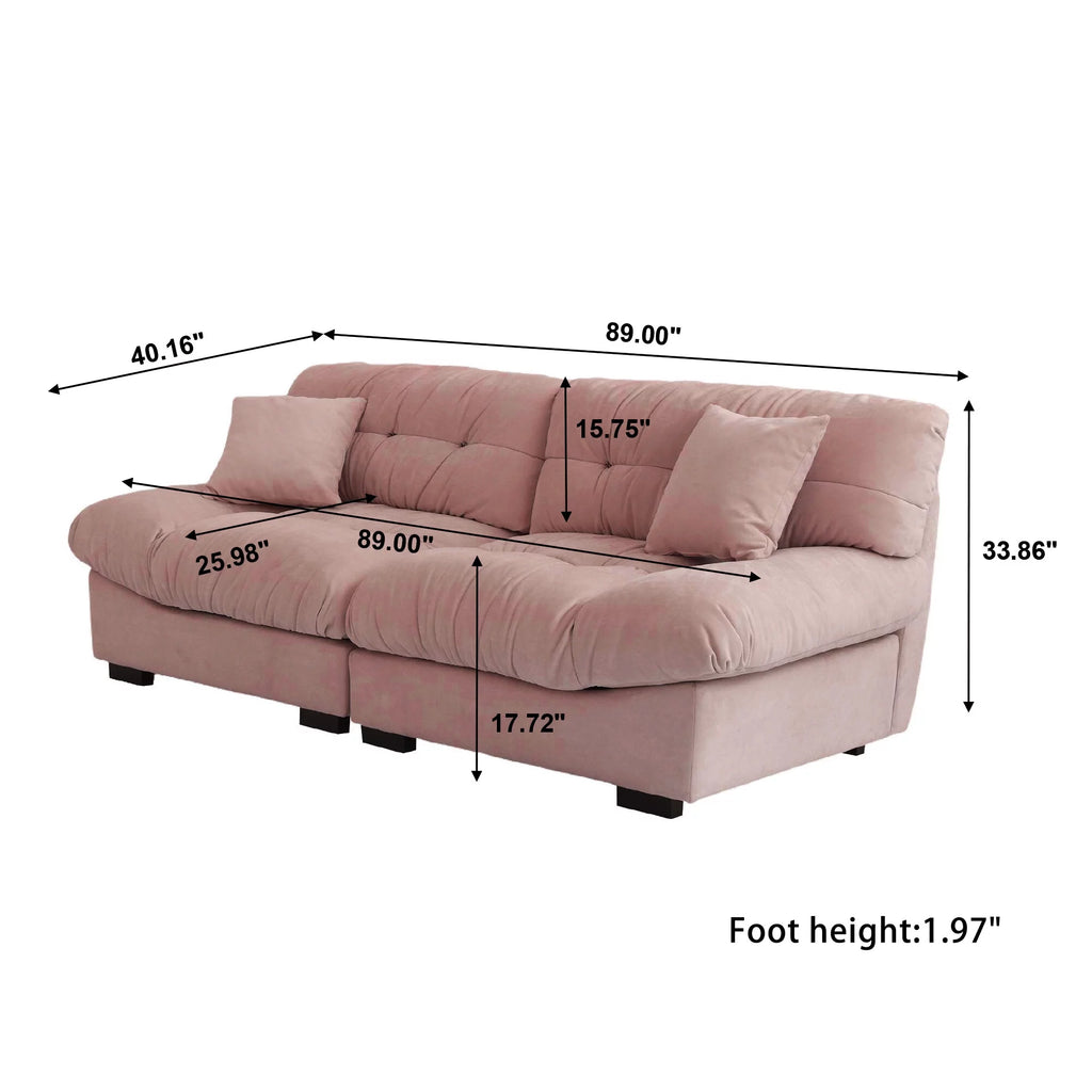 Pink Velvet 3-Seat Sofa I197789