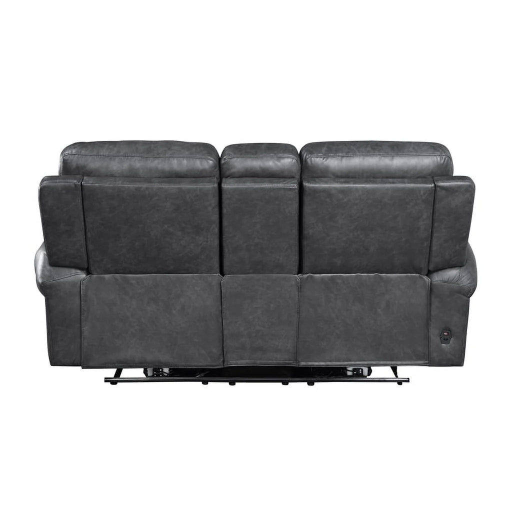 Gray Faux Leather Double Reclining Love Seat H3237