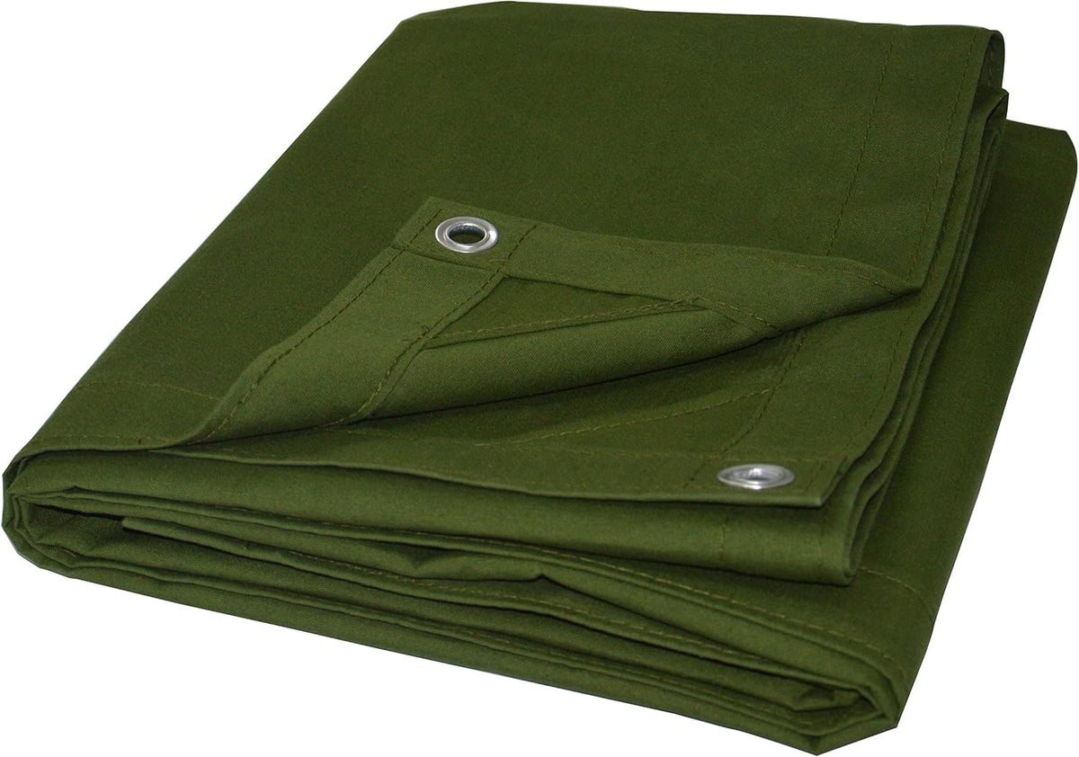 Canvas Tarp 6'x8' with Rustproof Grommets, 10oz Heavy Duty Tarpaulin Cover, Finished Size 6 x 8 Feet Pack of 2 G19606