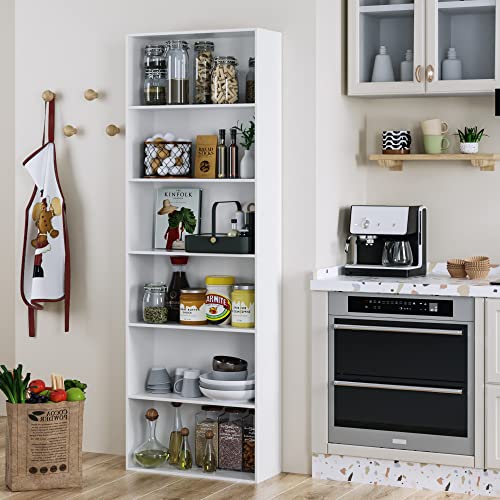 6-Tier Dark Gray Freestanding Bookcase and Bookshelf Z828