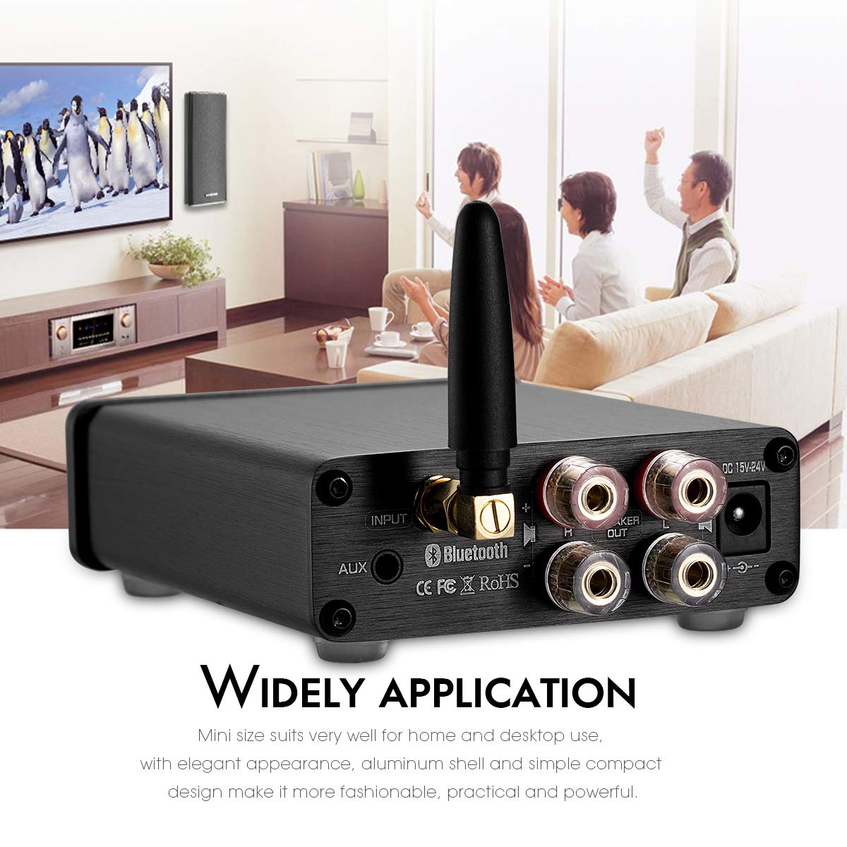 2 Channel Bluetooth 5.0 Power Amplifier 100W Class D Stereo Mini Amp Wireless Receiver Pack of 2 X90029