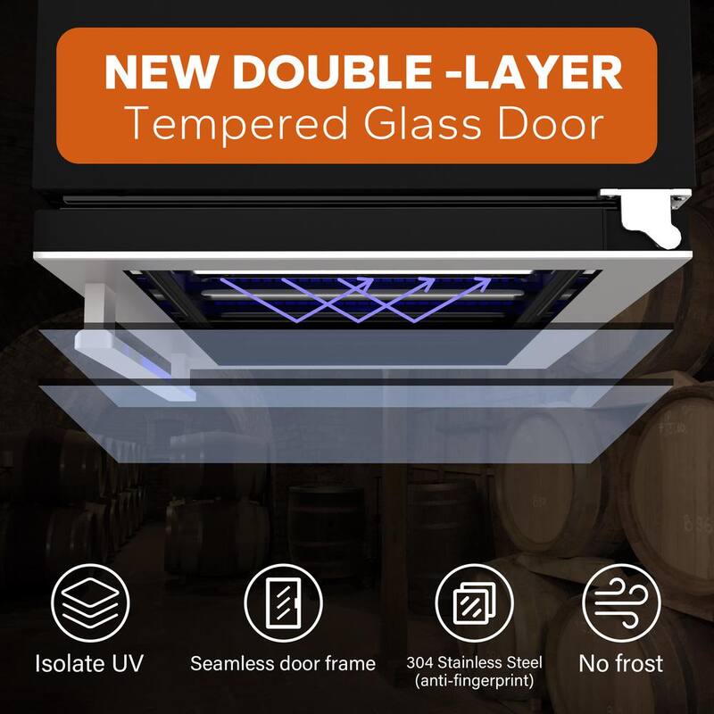 Built-In 46-Bottles Dual Zone Stainless Steel Wine Cooler E279959