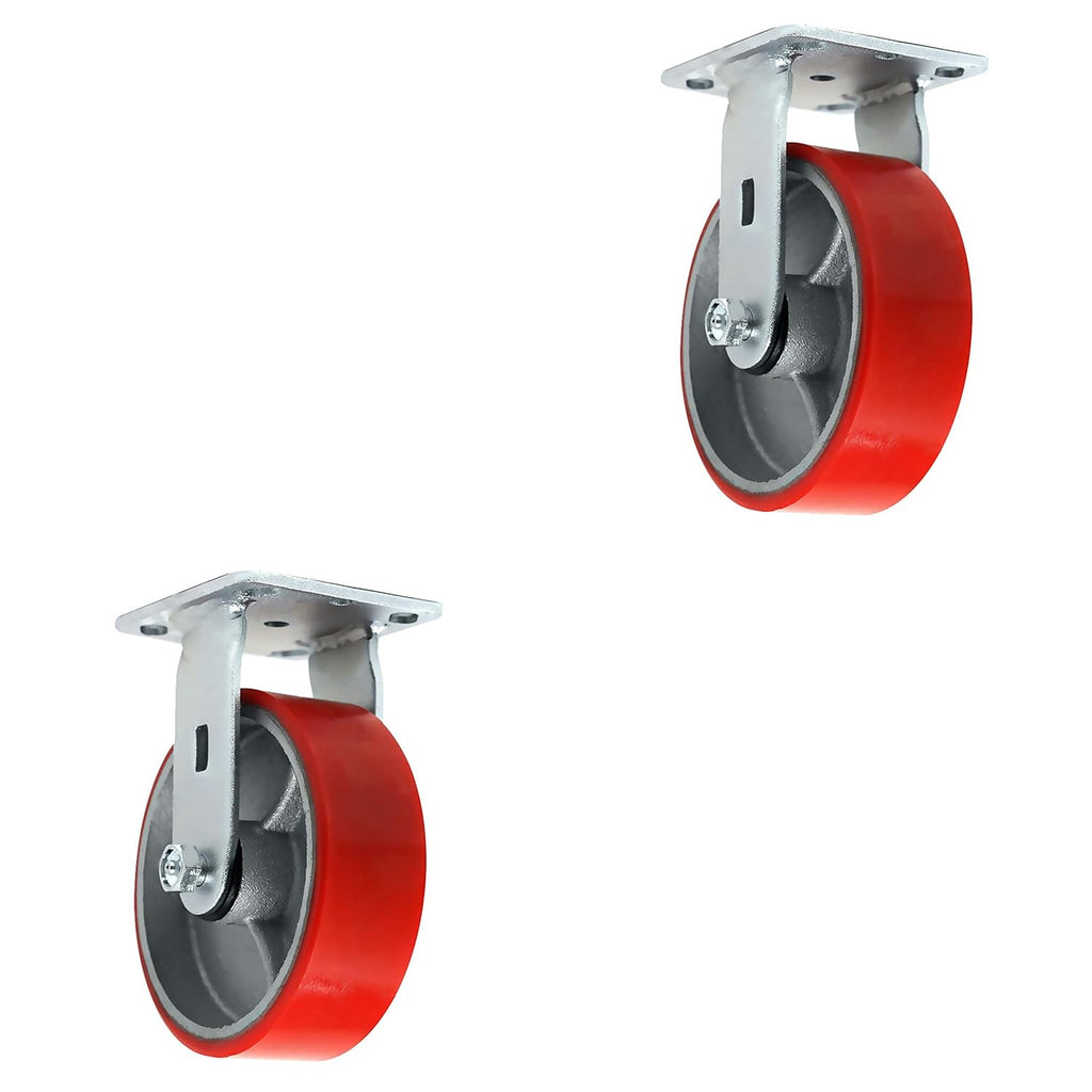 4 Quantity Heavy Duty Swivel w/Brake Rigid Polyurethane Mold on Steel Wheel Caster X456353