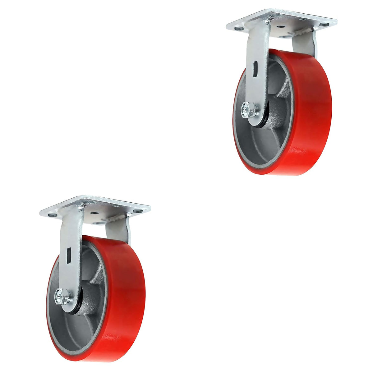 4 Quantity Heavy Duty Swivel w/Brake Rigid Polyurethane Mold on Steel Wheel Caster X456353