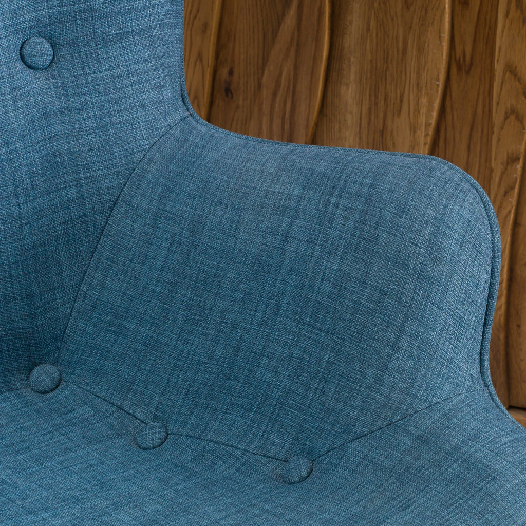 Mid-Century Modern Wingback Fabric Chair and Ottoman Set A48408