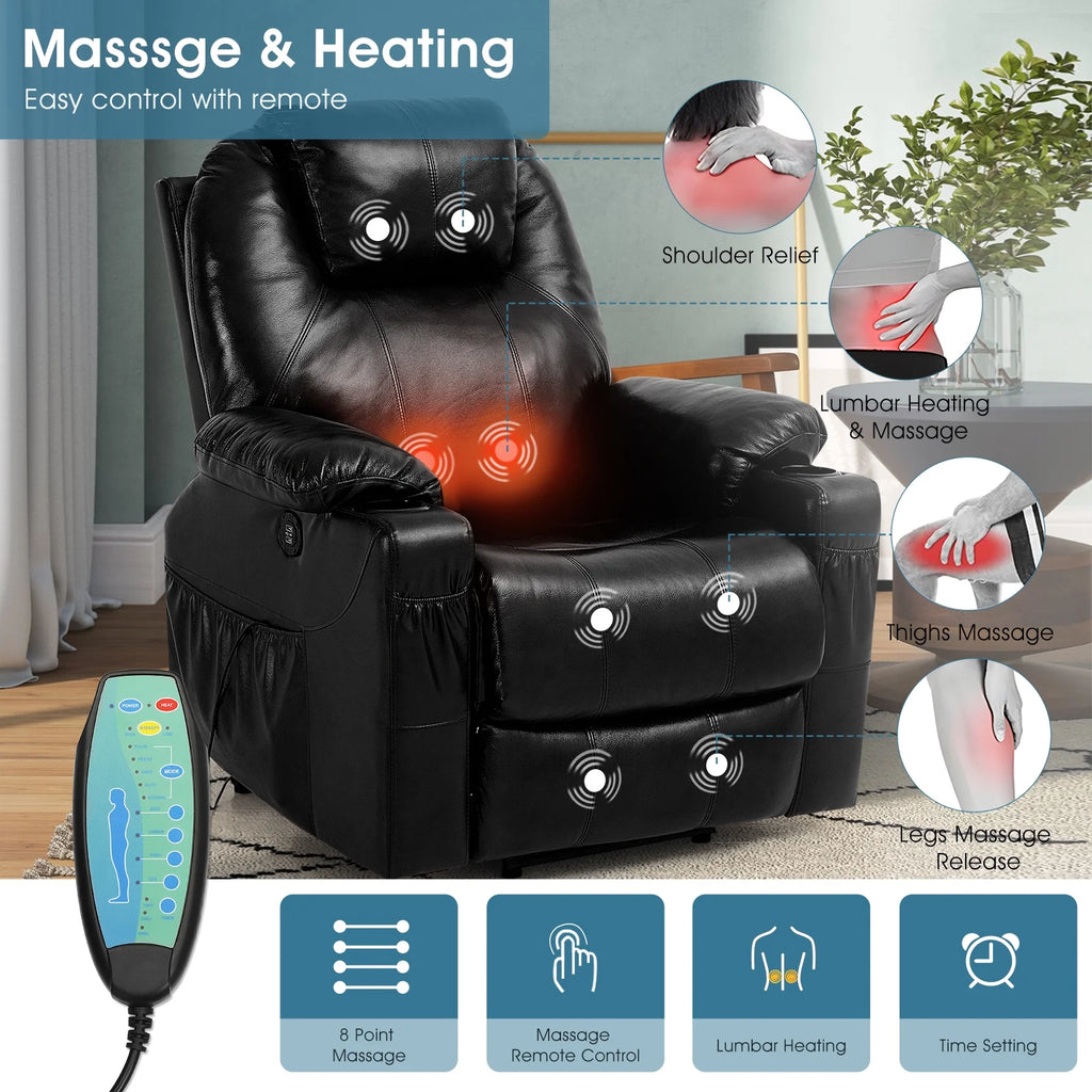 Large Power Lift Recliner Chair with Massage and Heating W954
