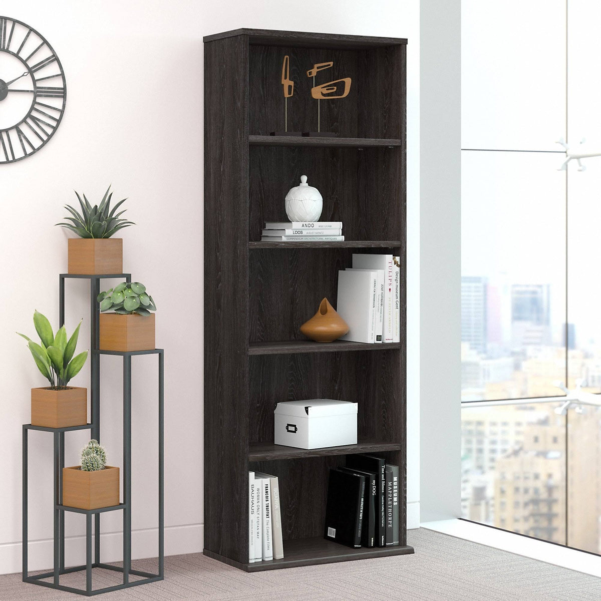 Charcoal Gray 5 Shelf Bookcase G46739