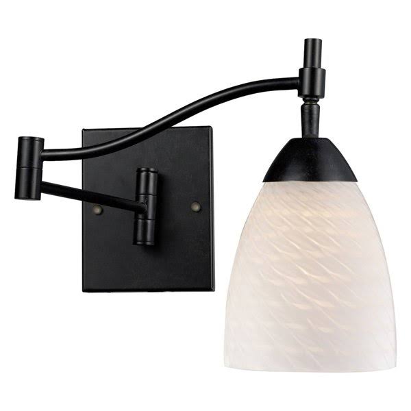 1 Light LED Swingarm Sconce in Dark Rust and White Swirl Glass F248878