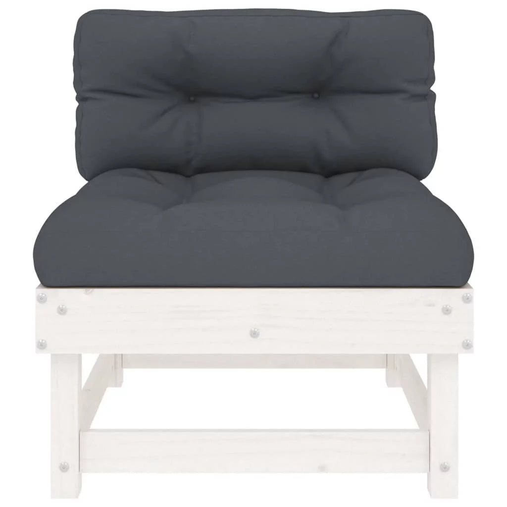 White Solid Wood Pine Middle Sofa with Cushions L384983