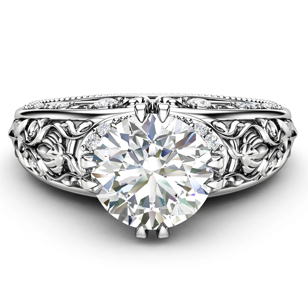 Vintage Round Moissanite Engagement Ring P5718