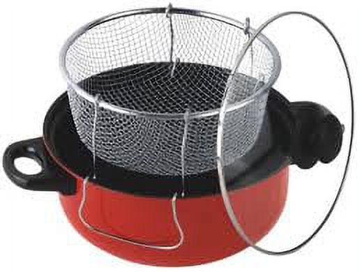 Red 4.5 Qt Non Stick Deep Fryer with Frying Basket and Glass Cover U992