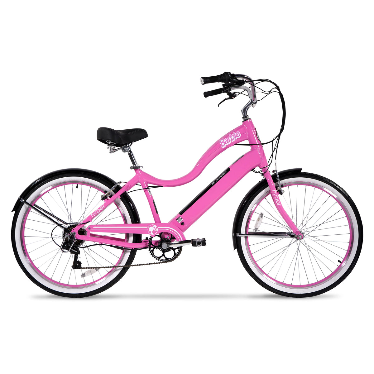 26" 36V Electric Cruiser E-Bike with Pedal-Assist, 250W Motor, Pink U6764