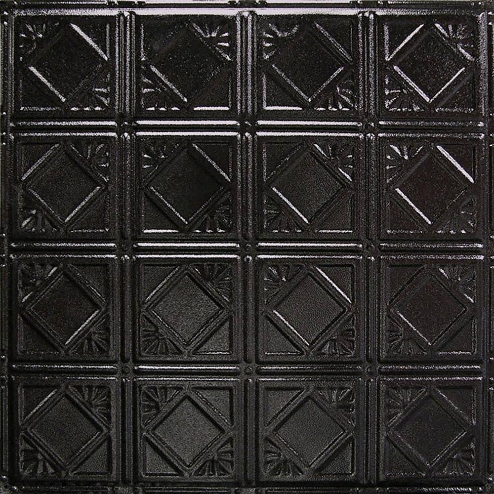 24 in. x 24 in. Textured Black Satin Tin Wall Tile Backsplash Kit (5 Pack) R313