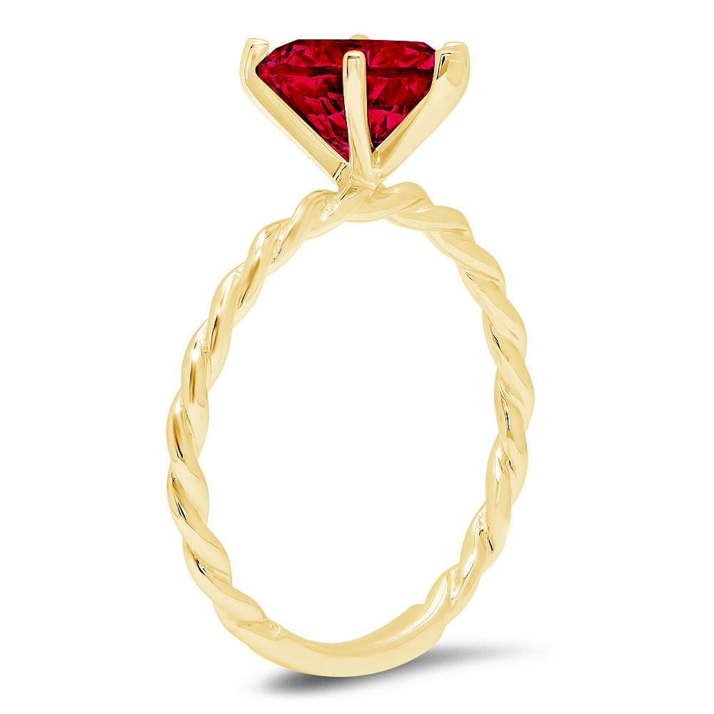 2.0ct Heart Cut Red Natural Garnet 18k Yellow Gold Solitaire Ring T5698