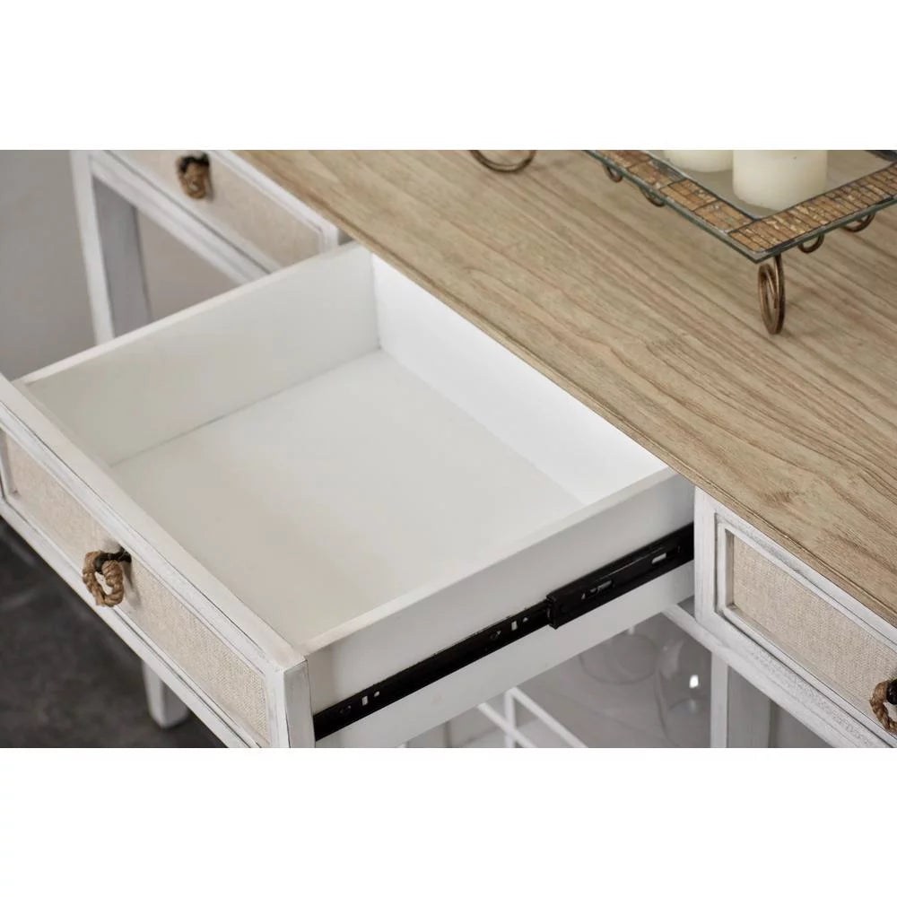 White Light Brown Wood Sideboard with Baskets X20660