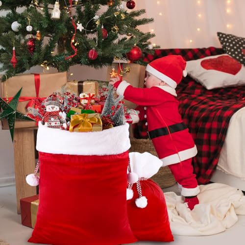 2pcs Christmas Velvet Santa Bags with Drawstring K998120