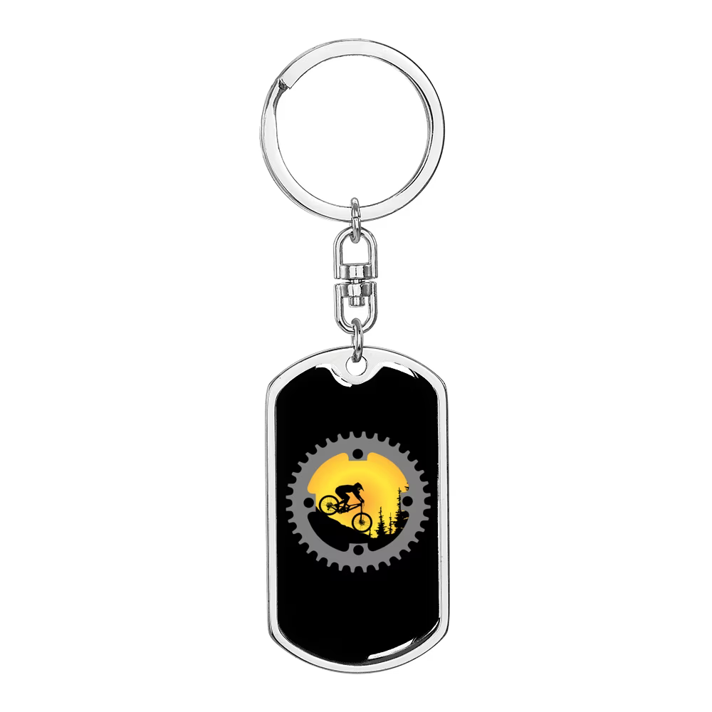 Stainless Steel or 18k Gold Swivel Dog Tag Keychain V227