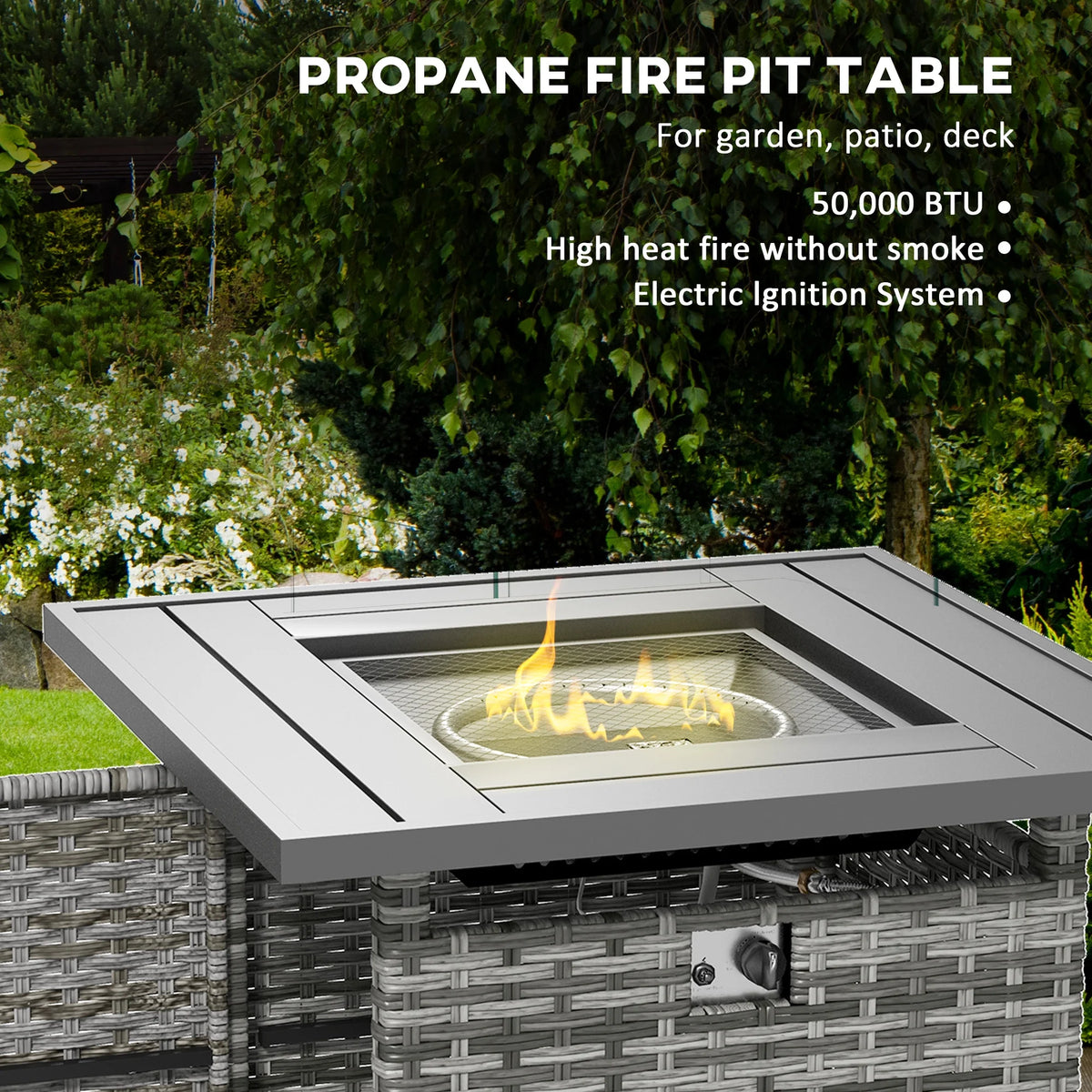 Gray Patio Furniture Set with Fire Pit Table H9677