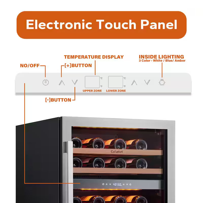 Built-In 46-Bottles Dual Zone Stainless Steel Wine Cooler E279959
