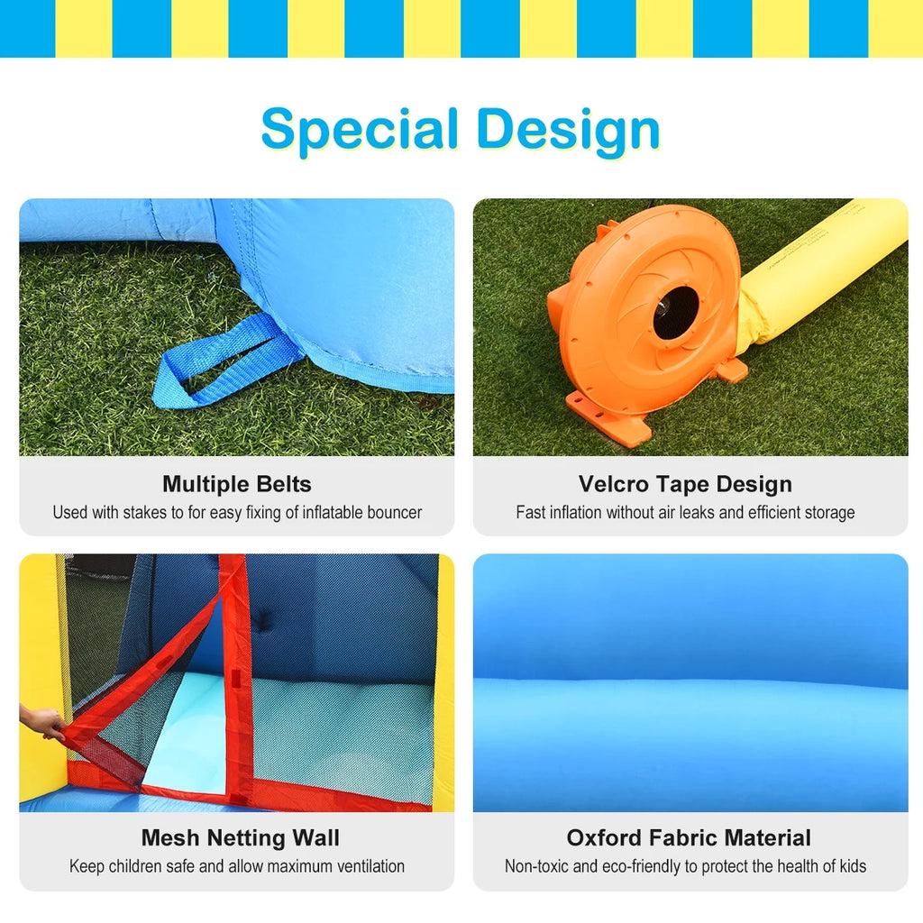 Inflatable Bounce House Slide Bouncer Kids Castle Jumper with Balls & 780W Blower S449