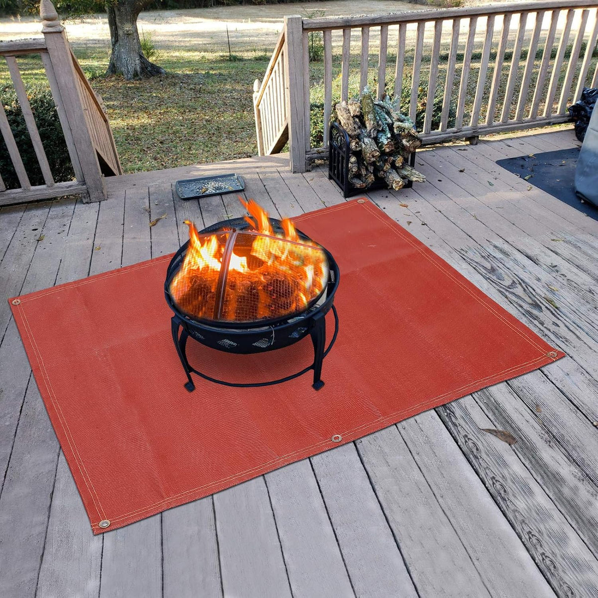 Fireproof Silicone Fire Pit Mat, Washable, 70”×58”, Pack of 2 W467