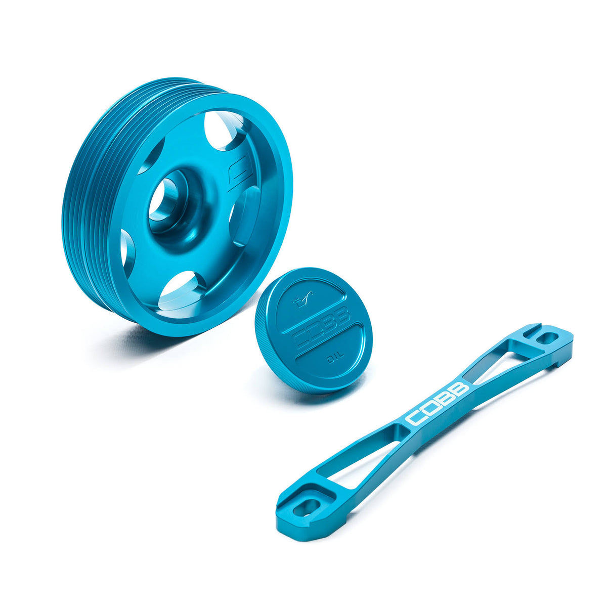 Teal Subaru Main Pulley + Oil Cap + Battery Tie Down Z242