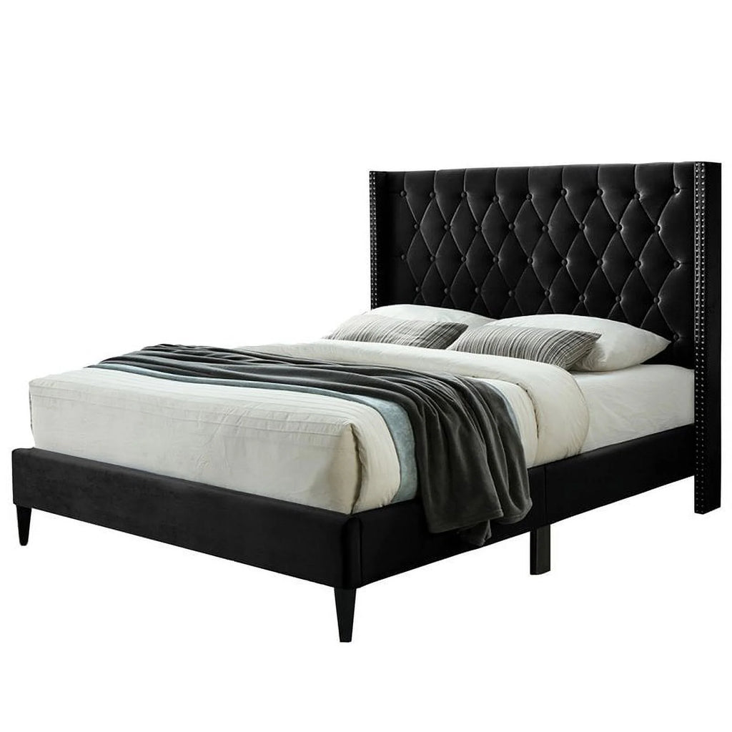Tufted Full Bed Dresser with Lock & Nightstand 3-Piece Set Y5668