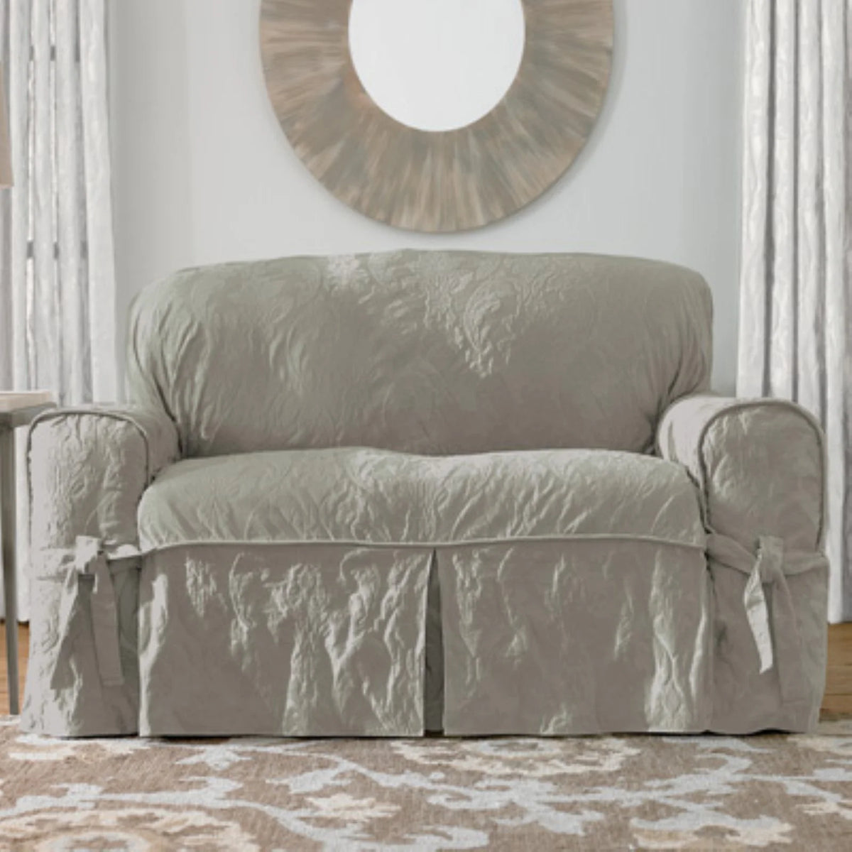 Matelasse Damask Loveseat Cover K6300