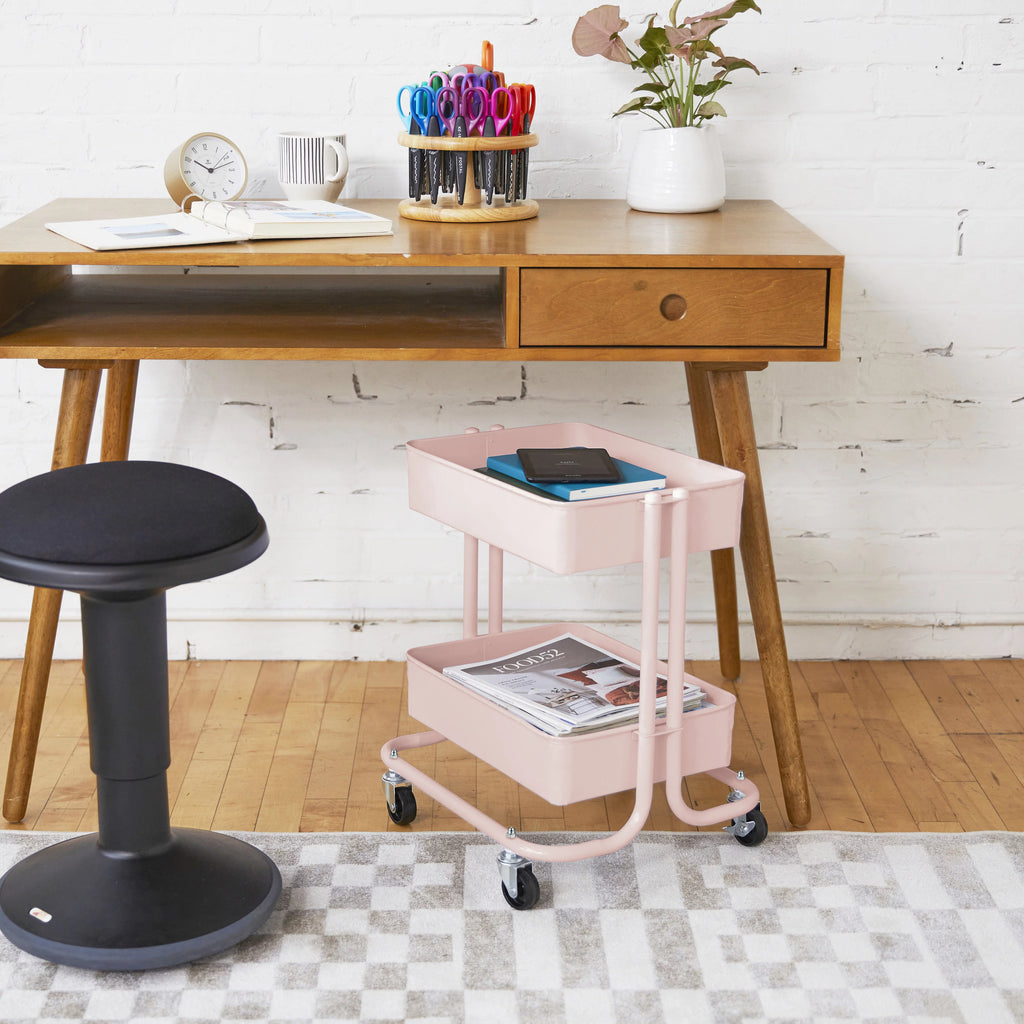 Pink 2-Tier Rolling Utility Cart B390