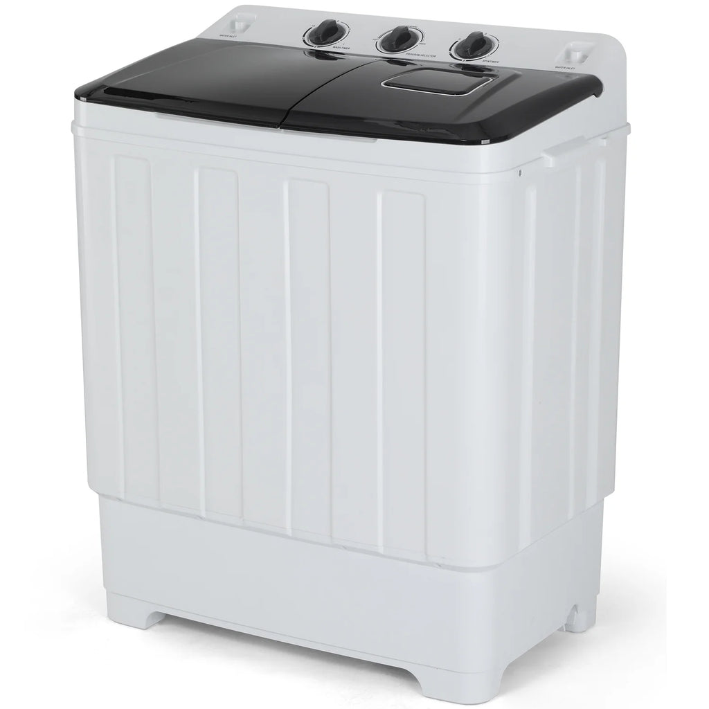 Portable 30LBS Twin Tub Mini Compact Laundry Washer Spinner Combo White Gray P18561