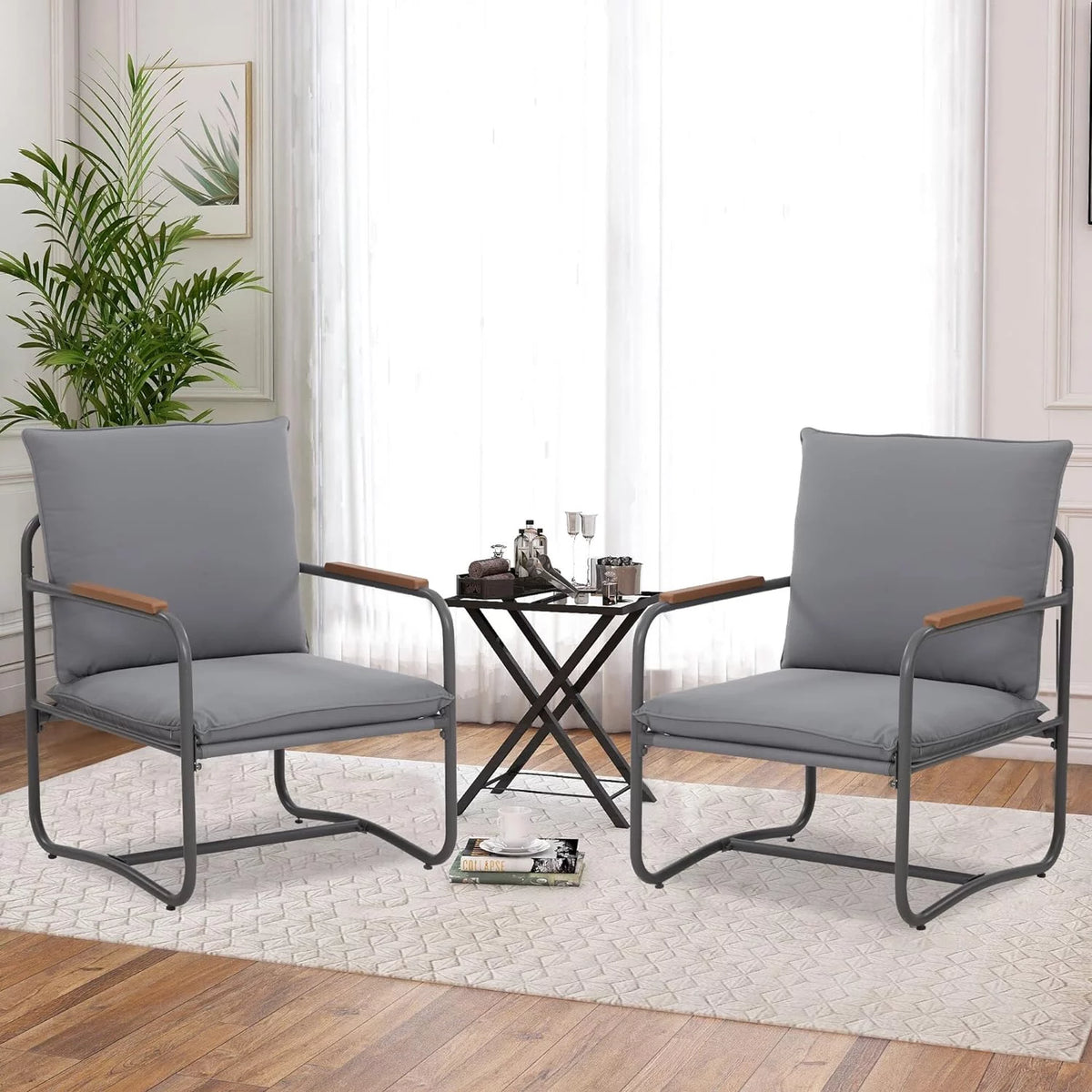 4 Piece Metal Outdoor Conversation Set with Cushions F278