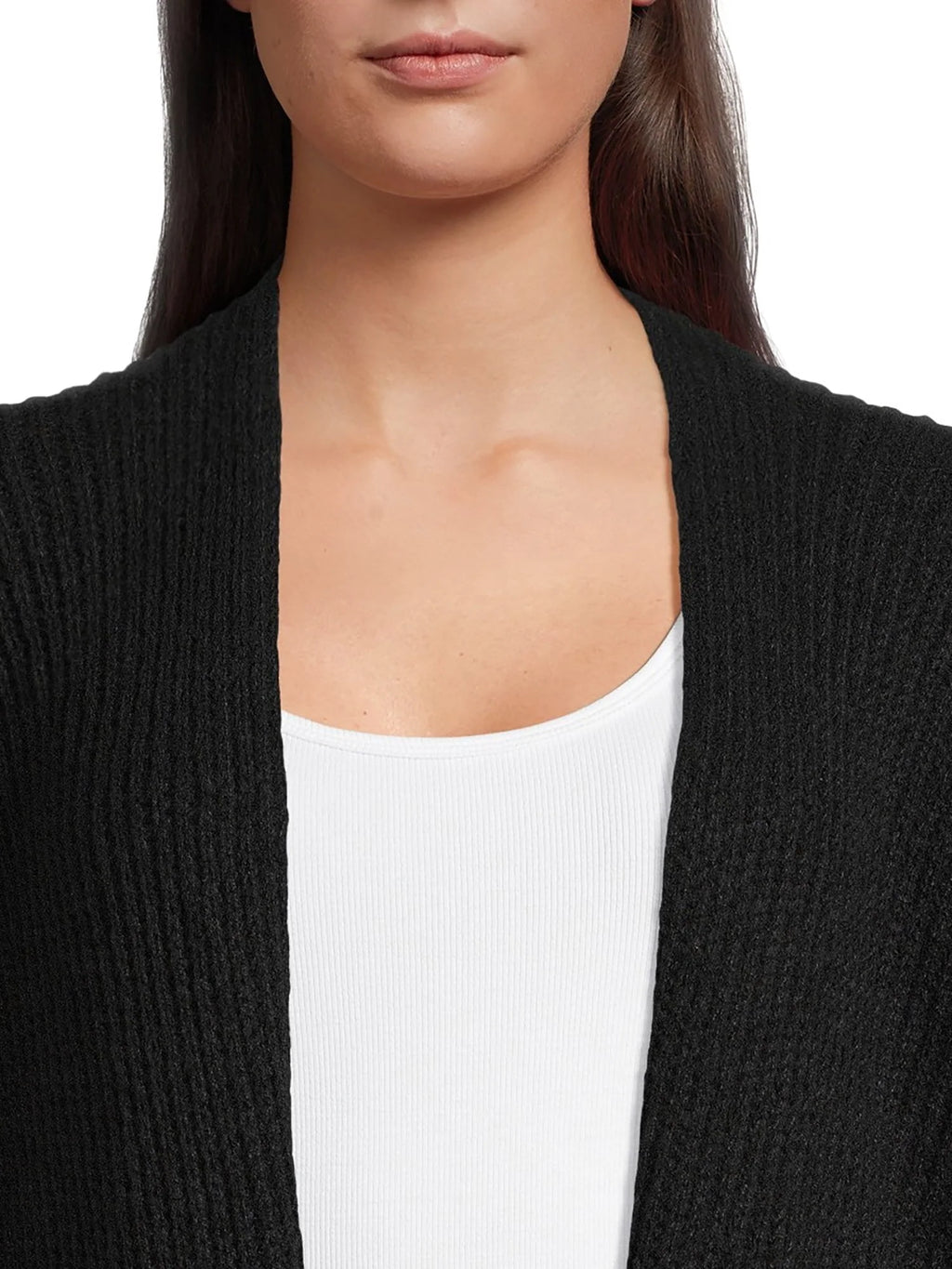 Ribbed Sweater Cape with Pockets C7553