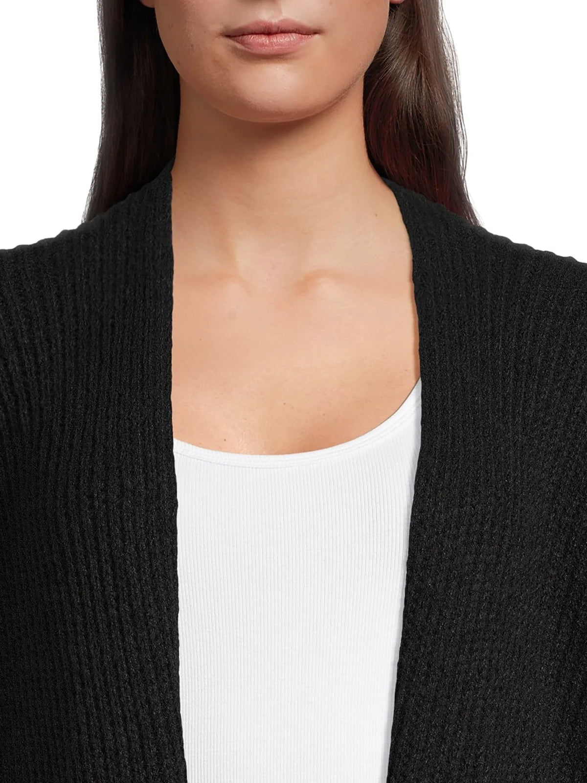 Ribbed Sweater Cape with Pockets C7553