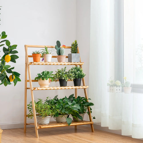 3 Tier Bamboo Flower Pot Shelf Stand Q470093